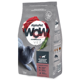 AlphaPet WOW Superpremium / Сухой полнорационный корм c говядиной и печенью для взрослых домашних кошек и котов