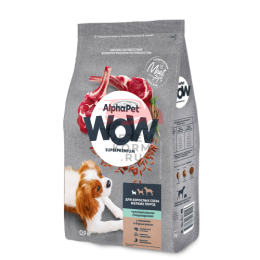 AlphaPet WOW Superpremium / Сухой полнорационный корм с ягненком и бурым рисом для взрослых собак мелких пород с чувствительным пищеварением