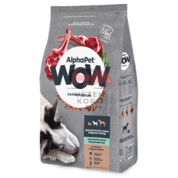 AlphaPet WOW Superpremium / Сухой полнорационный корм с ягненком и бурым рисом для взрослых собак средних пород с чувствительным пищеварением