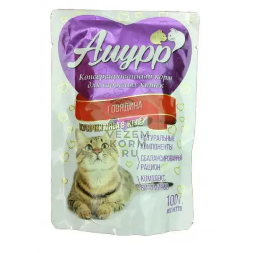 Амурр пауч кусочки говядины в желе