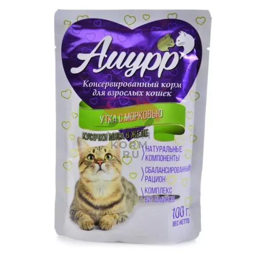 Амурр пауч  кусочки утки с морковью в желе