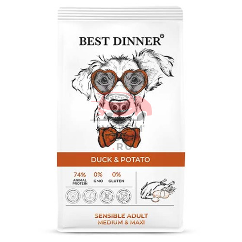 Best Dinner Sensible с уткой и картофелем при аллергии для собак ср. крупных пород