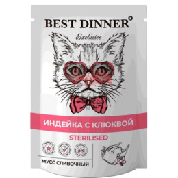 Best Dinner мусс сливочный для стерилизованных кошек Индейка с клюквой