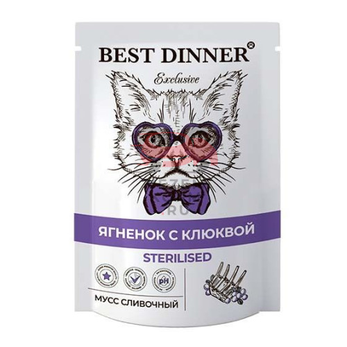 Best Dinner мусс сливочный для стерилизованных кошек Ягненок с клюквой