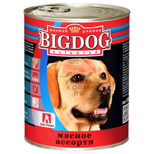 BIG DOG (Биг дог) консерва ж/б  мясное ассорти для собак