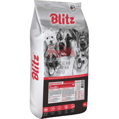 Blitz:  (Блиц) сухой корм для взрослых собак всех пород с говядиной и рисом