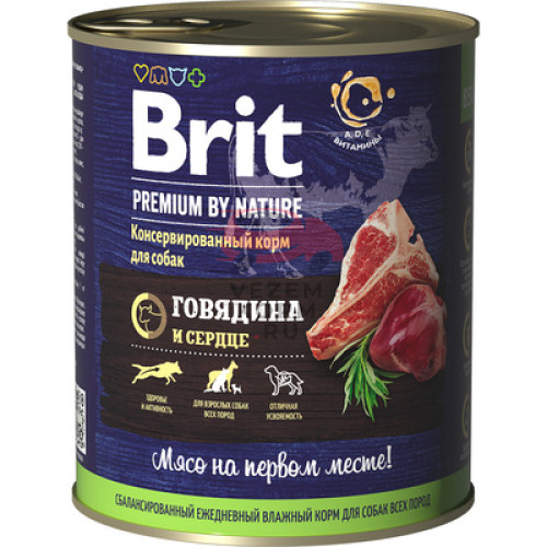 Brit (Брит Премиум)  консервы для собак с говядиной и сердцем