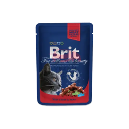Brit Premium Кошачьи мешочки с тушеной говядиной и горошком