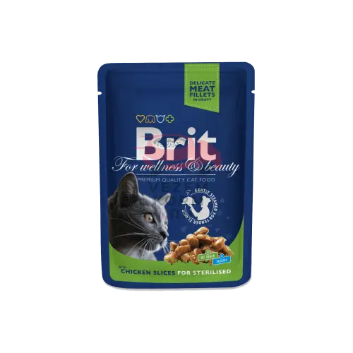 Brit Premium Куриные ломтики в мешочках для стерилизации с курицей