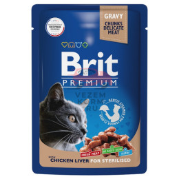 Brit Premium Пауч куриная печень в соусе для взрослых стерилизованных кошек