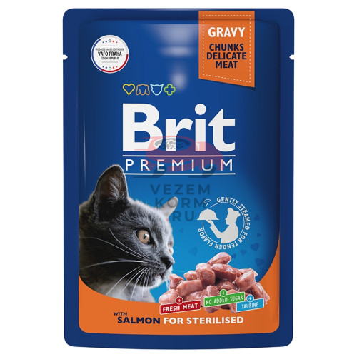Brit Premium Пауч лосось в соусе для взрослых стерилизованных кошек