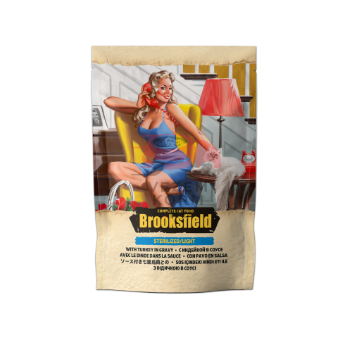Brooksfield (Бруксфилд) Полнорационное питание для взрослых кошек, страдающих лишним весом и стерилизованных индейка в соусе