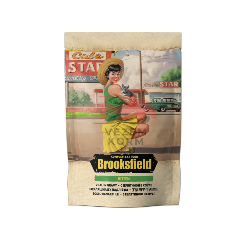 Brooksfield Полнорационный консервированный корм для котят телятина в соусе