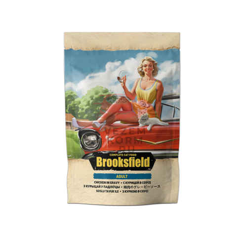 Brooksfield Полнорационный консервированный корм для взрослых кошек курица в соусе