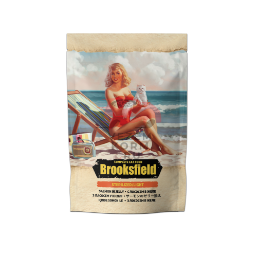 Brooksfield Полнорационный консервированный корм для взрослых стерилизованных кошек лосось в желе