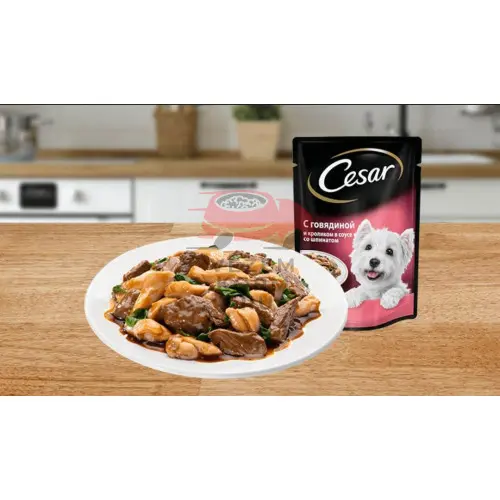CESAR® (Цезарь)  из говядины и кролика в соусе со шпинатом
