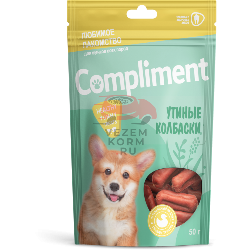 COMPLIMENT лак-во Нежные мясные колбаски из мяса утки д/щенков