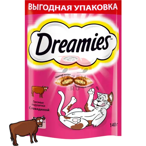 Dreamies (Дримс)  Лакомые подушечки с говядиной для кошек