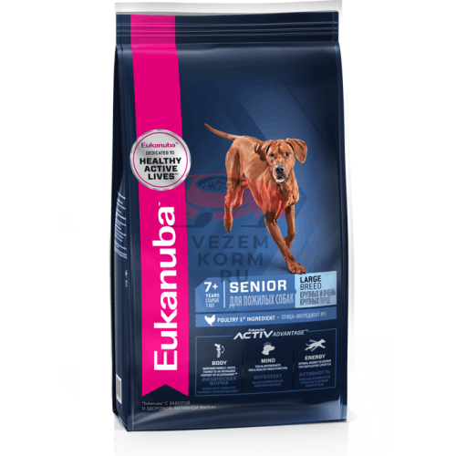 Eukanuba Корм сухой полнорационный для пожилых собак крупных и очень крупных пород с птицей