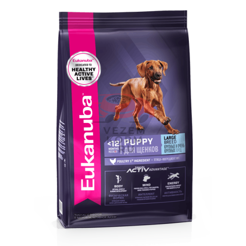 Eukanuba Корм сухой полнорационный для щенков крупных и очень крупных пород с птицей