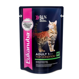Eukanuba паучи для кошек с говядиной в соусе