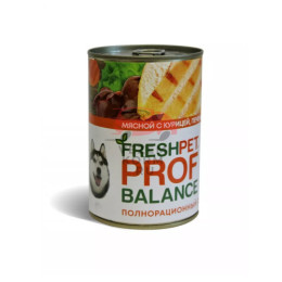 FRESHPET PROF BALANCE (ФРЕШПЕТ Профбаланс)  Мясной корм для собак с курицей, печенью и гречкой