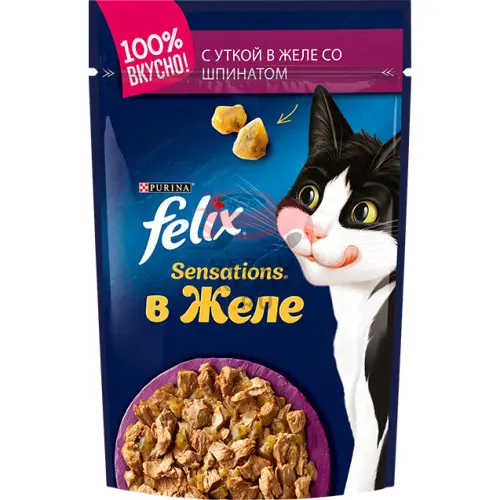 Felix (Феликс) Sensations® в Желе, c уткой в желе со шпинатом