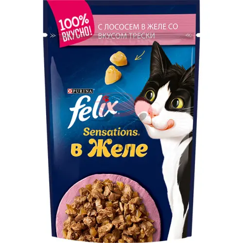Felix (Феликс) Sensations в Желе, с лососем в желе с добавлением трески
