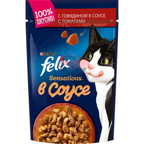 Felix (Феликс) sensations кусочки c говядиной в соусе с томатами