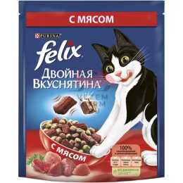 Felix(Феликс)  сухой корм для кошек «Двойная вкуснятина» с мясом