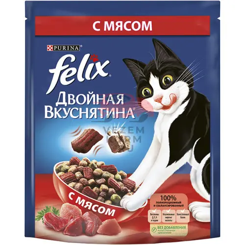 Felix(Феликс)  сухой корм для кошек «Двойная вкуснятина» с мясом