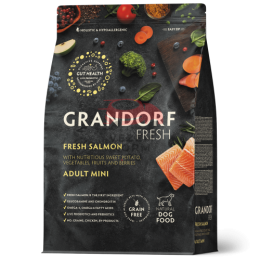 Grandorf FRESH - БЕЗЗЕРНОВОЙ СВЕЖЕЕ ФИЛЕ ЛОСОСЯ С БАТАТОМ ДЛЯ СОБАК МЕЛКИХ ПОРОД