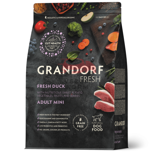 Grandorf FRESH - БЕЗЗЕРНОВОЙ СВЕЖЕЕ МЯСО УТКИ С БАТАТОМ ДЛЯ СОБАК МЕЛКИХ ПОРОД