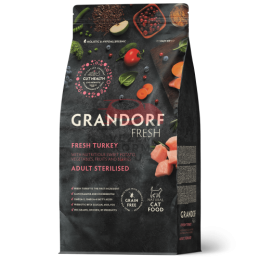Grandorf FRESH - БЕЗЗЕРНОВОЙ СВЕЖЕЕ МЯСО ИНДЕЙКИ С БАТАТОМ ДЛЯ СТЕРИЛИЗОВАННЫХ ИЛИ ПОЖИЛЫХ КОШЕК