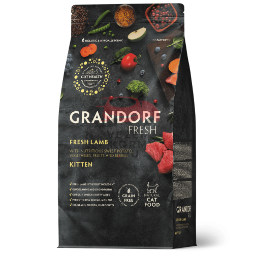 Grandorf FRESH - БЕЗЗЕРНОВОЙ СВЕЖЕЕ МЯСО ЯГНЕНКА С БАТАТОМ ДЛЯ КОТЯТ