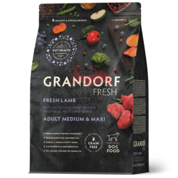 Grandorf FRESH - БЕЗЗЕРНОВОЙ СВЕЖЕЕ МЯСО ЯГНЕНКА С БАТАТОМ ДЛЯ СОБАК СРЕДНИХ И КРУПНЫХ ПОРОД
