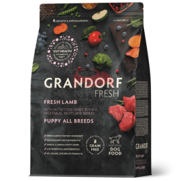 Grandorf FRESH - БЕЗЗЕРНОВОЙ СВЕЖЕЕ МЯСО ЯГНЕНКА С БАТАТОМ ДЛЯ ЩЕНКОВ