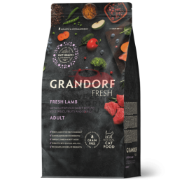 Grandorf FRESH - БЕЗЗЕРНОВОЙ СВЕЖЕЕ МЯСО ЯГНЕНКА С БАТАТОМ ДЛЯ ВЗРОСЛЫХ КОШЕК