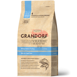 Grandorf (Грандорф) БЕЛАЯ РЫБА С ИНДЕЙКОЙ ДЛЯ ВЗРОСЛЫХ КОШЕК С ЧУВСТВИТЕЛЬНОЙ КОЖЕЙ И ШЕРСТЬЮ