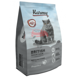 KARMY ADULT BRITISH SHOTHAIR Сухой корм для кошек породы Британская короткошерстная старше 1 года (Индейка)