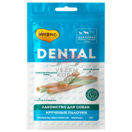 Мнямс DENTAL лакомство для собак "Крученые палочки" с ягненком и мятой