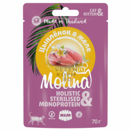 Molina влажный корм для котят и кошек, с цыпленком, кусочки в желе