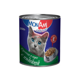 Монами консервы для кошек, ИНДЕЙКА кусочки в соусе