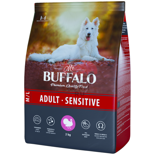 Mr.Buffalo ADULT M/L SENSITIVE для собак средних и крупных пород с Индейкой