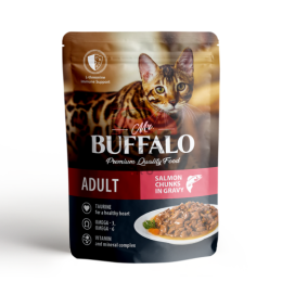 Mr.Buffalo ВЛАЖНЫЙ КОРМ ДЛЯ ВЗРОСЛЫХ КОШЕК HAIR & SKIN «ЛОСОСЬ» В СОУСЕ