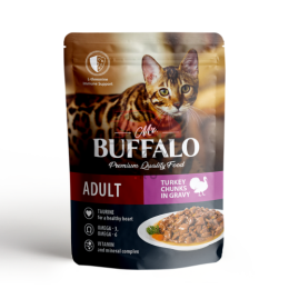 Mr.Buffalo ВЛАЖНЫЙ КОРМ ДЛЯ ВЗРОСЛЫХ КОШЕК С ЧУВСТВИТЕЛЬНЫМ ПИЩЕВАРЕНИЕМ «ИНДЕЙКА» В СОУСЕ