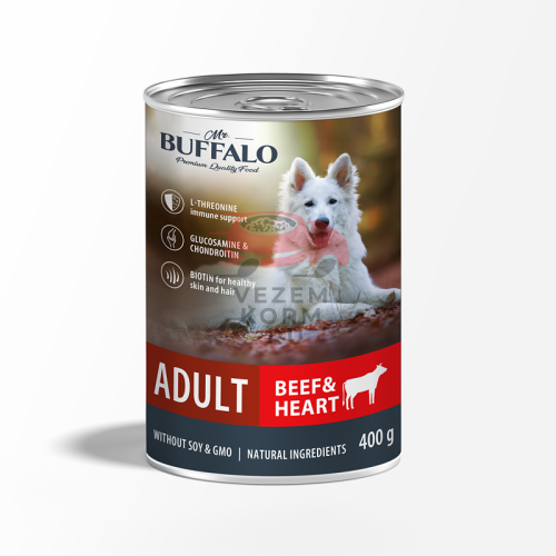 Mr.Buffalo ВЛАЖНЫЙ КОРМ ДЛЯ ВЗРОСЛЫХ СОБАК «ГОВЯДИНА И СЕРДЦЕ»