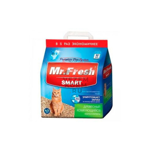 Mr. Fresh Древесный комкующийся наполнитель для короткошерстных кошек