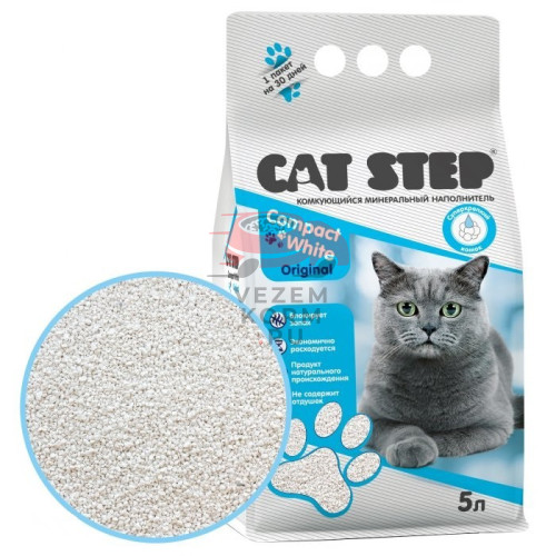 Наполнитель для кошек CAT STEP Compact White Original комкующийся, минеральный