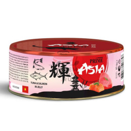 Prime Asia влажный корм для кошек, с тунцом и лососем, кусочки в желе, в консервах